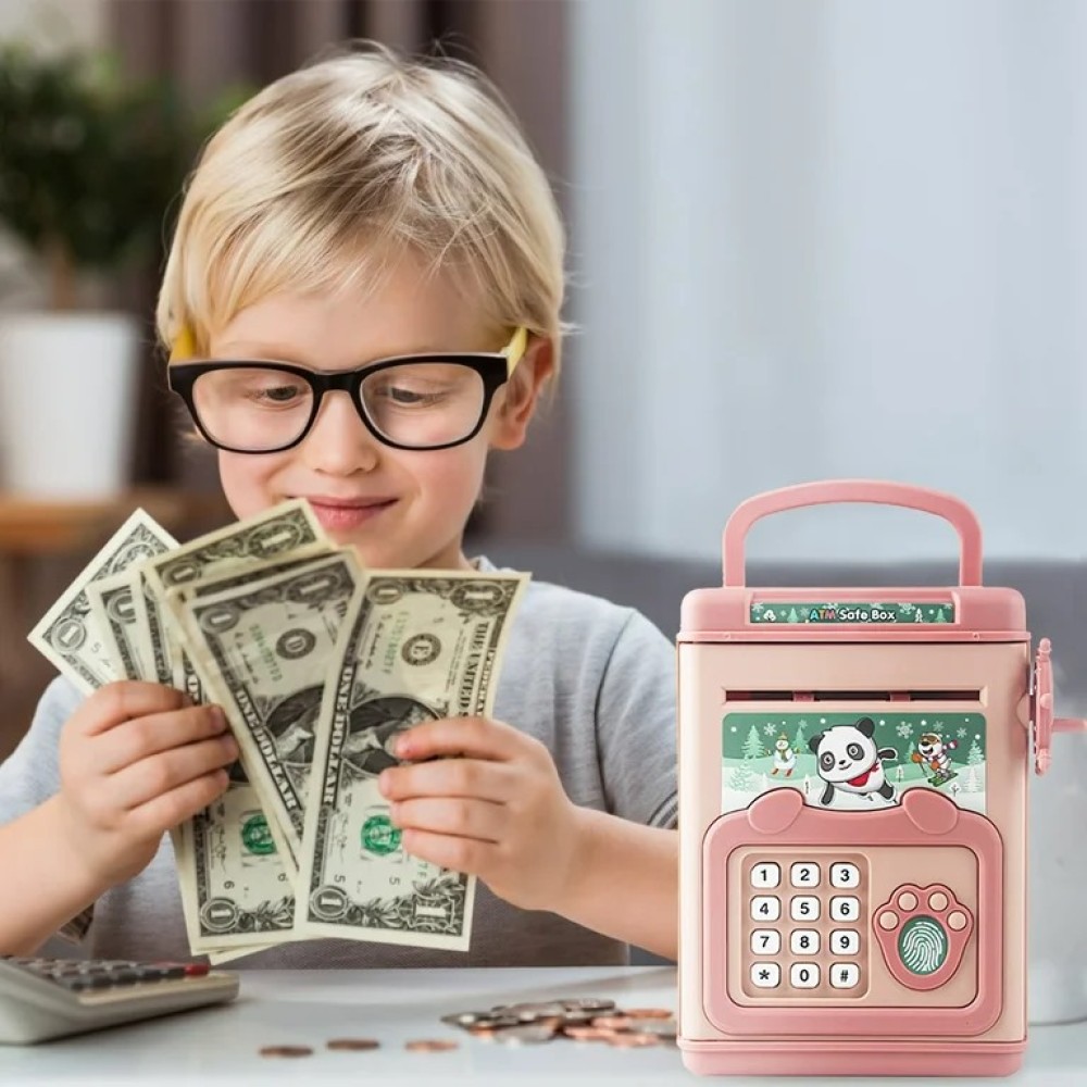Electronic Children's Cash Box Password Safe Smart Fingerprint Piggy ATM Bank